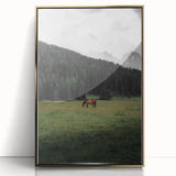 Rustic Wall Art - Horse Grazing in Mountain Valley, Farmhouse Decor Print