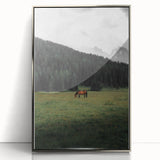 Rustic Wall Art - Horse Grazing in Mountain Valley, Farmhouse Decor Print