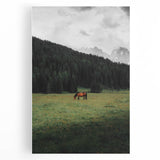 Rustic Wall Art - Horse Grazing in Mountain Valley, Farmhouse Decor Print