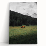 Rustic Wall Art - Horse Grazing in Mountain Valley, Farmhouse Decor Print