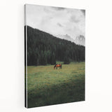 Rustic Wall Art - Horse Grazing in Mountain Valley, Farmhouse Decor Print