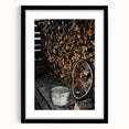 Rustic Wall Art - Stacked Firewood and Old Bucket, Farmhouse Decor Print