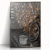 Rustic Wall Art - Stacked Firewood and Old Bucket, Farmhouse Decor Print