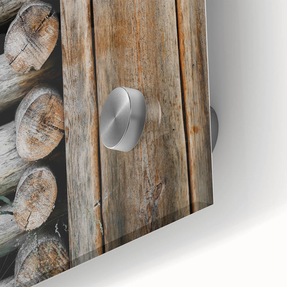 Rustic Wall Art - Weathered Log Cabin Wall Detail, Farmhouse Decor Print
