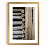 Rustic Wall Art - Weathered Log Cabin Wall Detail, Farmhouse Decor Print