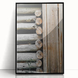 Rustic Wall Art - Weathered Log Cabin Wall Detail, Farmhouse Decor Print