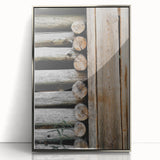 Rustic Wall Art - Weathered Log Cabin Wall Detail, Farmhouse Decor Print