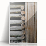 Rustic Wall Art - Weathered Log Cabin Wall Detail, Farmhouse Decor Print