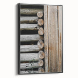 Rustic Wall Art - Weathered Log Cabin Wall Detail, Farmhouse Decor Print