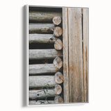 Rustic Wall Art - Weathered Log Cabin Wall Detail, Farmhouse Decor Print
