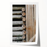 Rustic Wall Art - Weathered Log Cabin Wall Detail, Farmhouse Decor Print