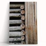 Rustic Wall Art - Weathered Log Cabin Wall Detail, Farmhouse Decor Print