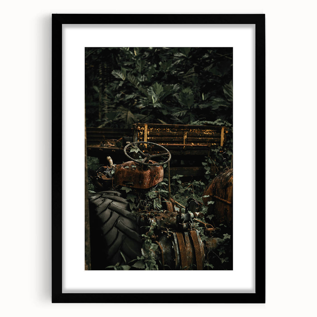 Rustic Wall Art - Abandoned Tractor Overgrown with Vines, Farmhouse Decor