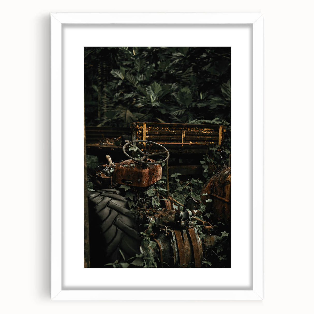 Rustic Wall Art - Abandoned Tractor Overgrown with Vines, Farmhouse Decor