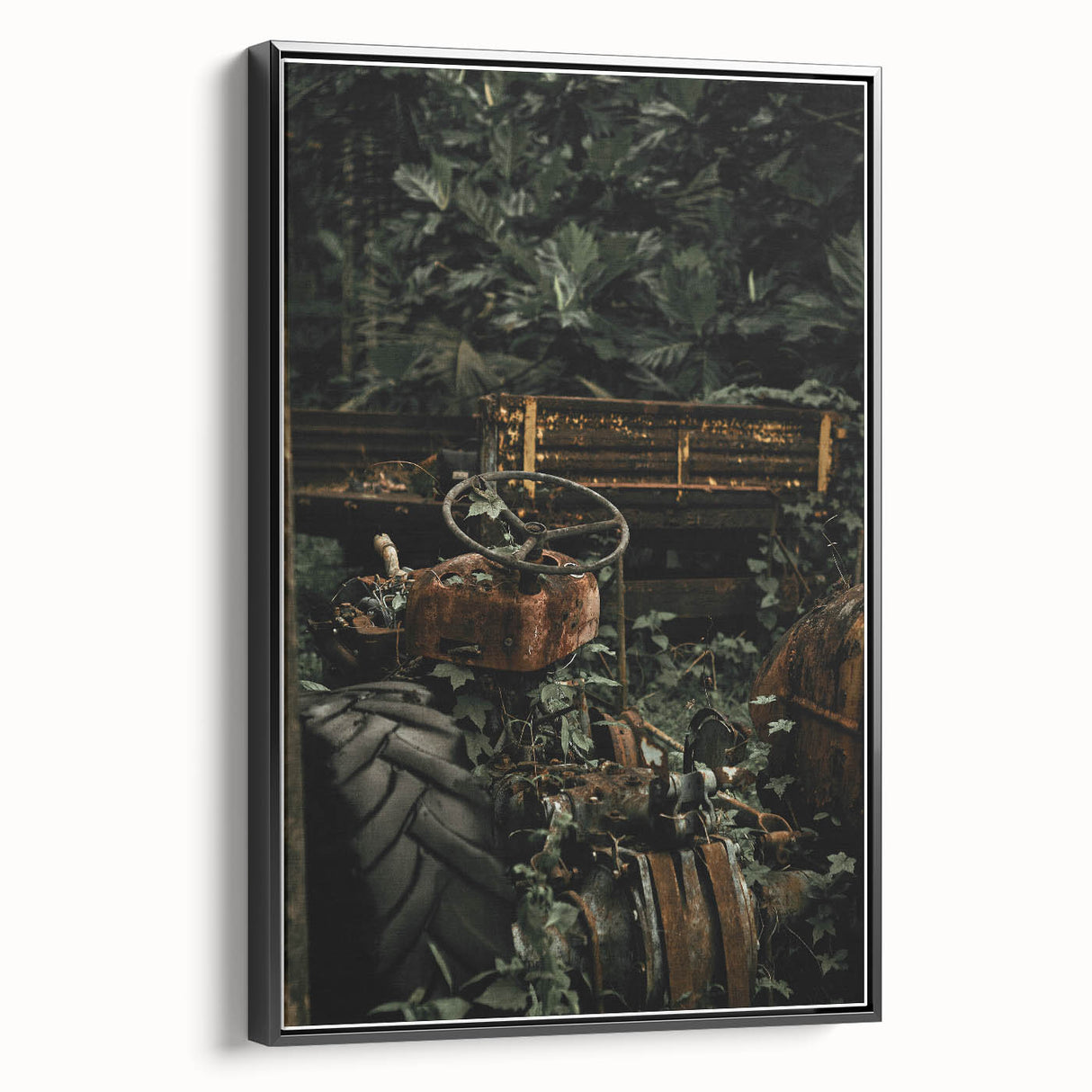 Rustic Wall Art - Abandoned Tractor Overgrown with Vines, Farmhouse Decor