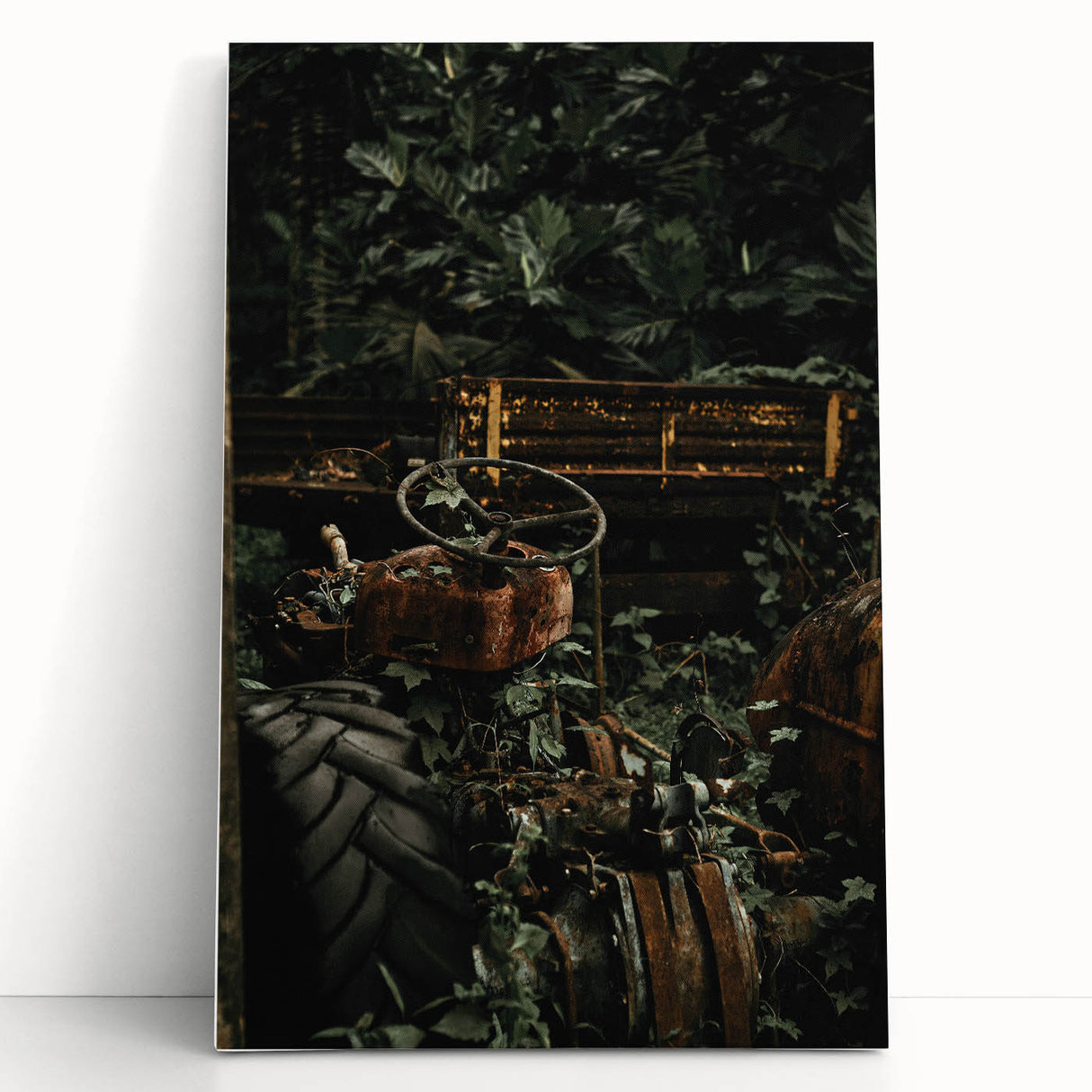 Rustic Wall Art - Abandoned Tractor Overgrown with Vines, Farmhouse Decor