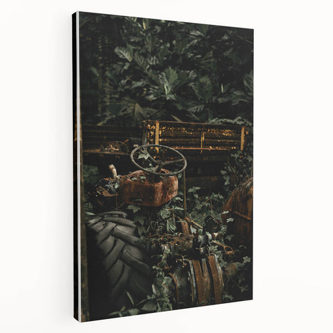 Rustic Wall Art - Abandoned Tractor Overgrown with Vines, Farmhouse Decor