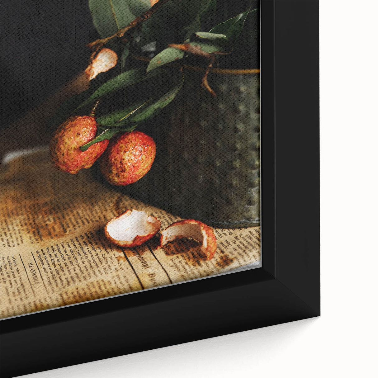 Rustic Wall Art - Still Life with Lychee and Leaves for Farmhouse Decor