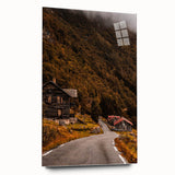 Rustic Wall Art - Country Road and Wooden Cabin for Farmhouse Decor