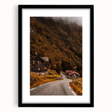 Rustic Wall Art - Country Road and Wooden Cabin for Farmhouse Decor