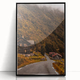 Rustic Wall Art - Country Road and Wooden Cabin for Farmhouse Decor