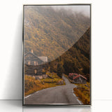 Rustic Wall Art - Country Road and Wooden Cabin for Farmhouse Decor