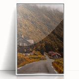 Rustic Wall Art - Country Road and Wooden Cabin for Farmhouse Decor