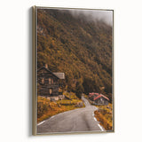 Rustic Wall Art - Country Road and Wooden Cabin for Farmhouse Decor