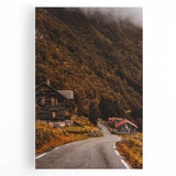 Rustic Wall Art - Country Road and Wooden Cabin for Farmhouse Decor