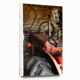 Rustic Wall Art - Vintage Red Tractor in Barn for Farmhouse Charm