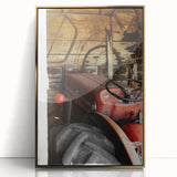 Rustic Wall Art - Vintage Red Tractor in Barn for Farmhouse Charm