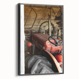 Rustic Wall Art - Vintage Red Tractor in Barn for Farmhouse Charm