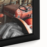 Rustic Wall Art - Vintage Red Tractor in Barn for Farmhouse Charm