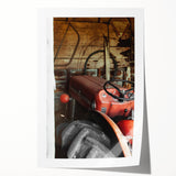 Rustic Wall Art - Vintage Red Tractor in Barn for Farmhouse Charm