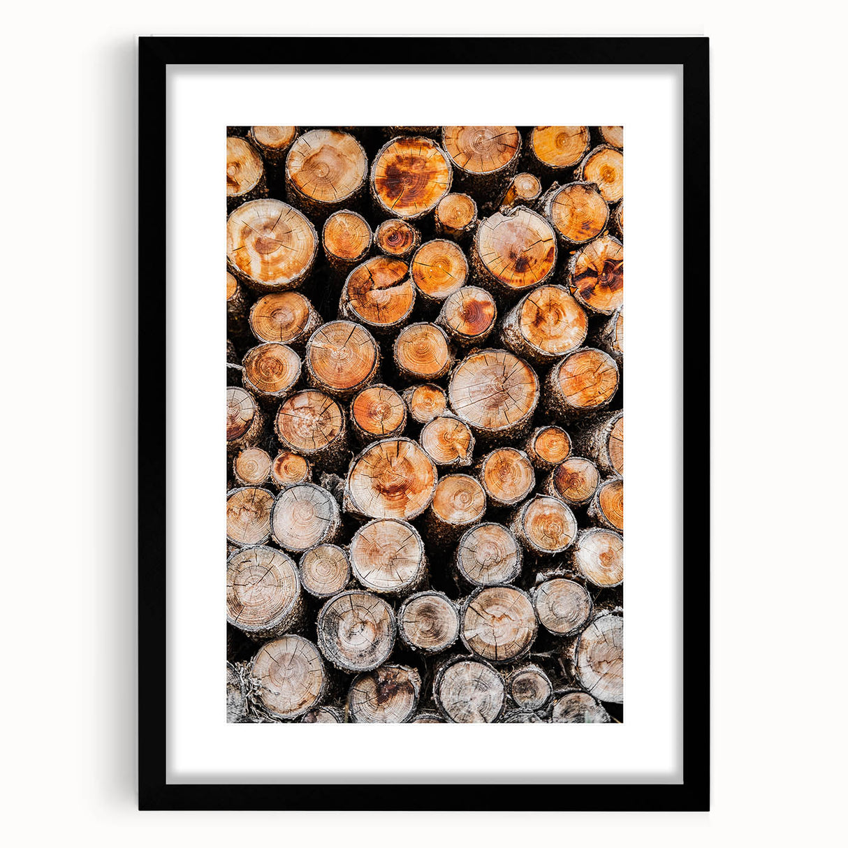 Rustic Wall Art - Stacked Firewood Close-Up for Cozy Farmhouse Decor