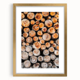 Rustic Wall Art - Stacked Firewood Close-Up for Cozy Farmhouse Decor