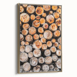 Rustic Wall Art - Stacked Firewood Close-Up for Cozy Farmhouse Decor