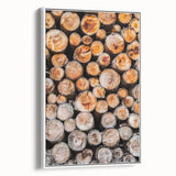 Rustic Wall Art - Stacked Firewood Close-Up for Cozy Farmhouse Decor