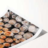 Rustic Wall Art - Stacked Firewood Close-Up for Cozy Farmhouse Decor