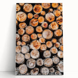 Rustic Wall Art - Stacked Firewood Close-Up for Cozy Farmhouse Decor