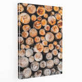 Rustic Wall Art - Stacked Firewood Close-Up for Cozy Farmhouse Decor