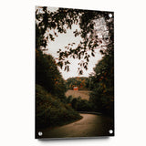 Rustic Landscape Art - Serene Country Road with Distant Red Barn