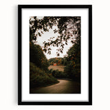 Rustic Landscape Art - Serene Country Road with Distant Red Barn