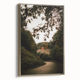 Rustic Landscape Art - Serene Country Road with Distant Red Barn