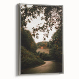 Rustic Landscape Art - Serene Country Road with Distant Red Barn