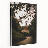 Rustic Landscape Art - Serene Country Road with Distant Red Barn