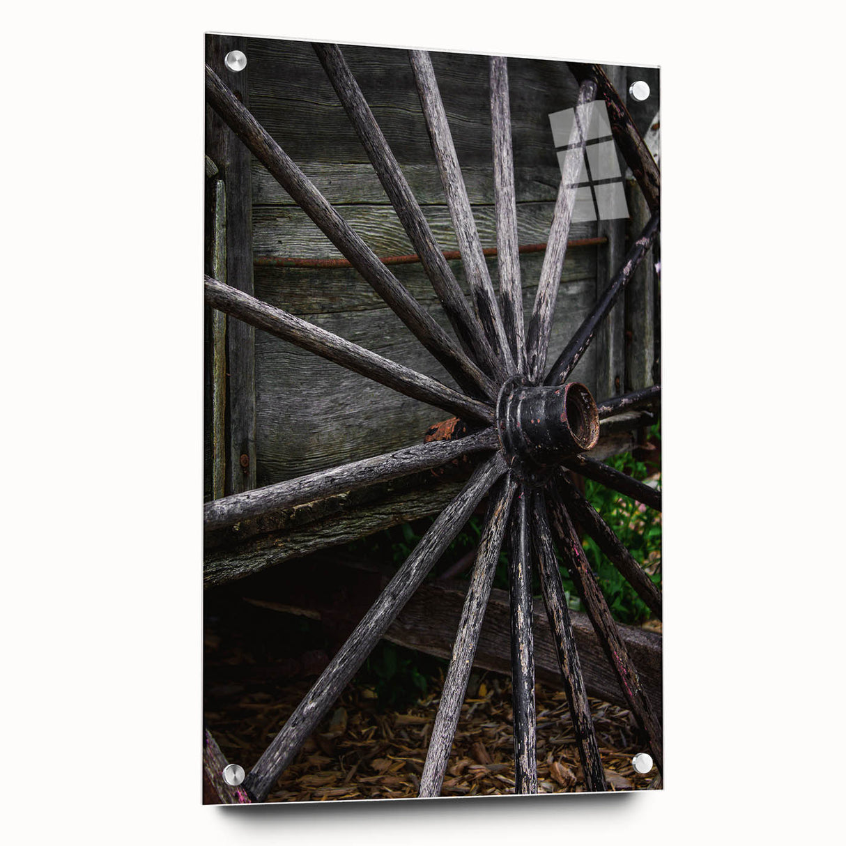 Rustic Farmhouse Art - Vintage Wooden Wagon Wheel Wall Art Decor