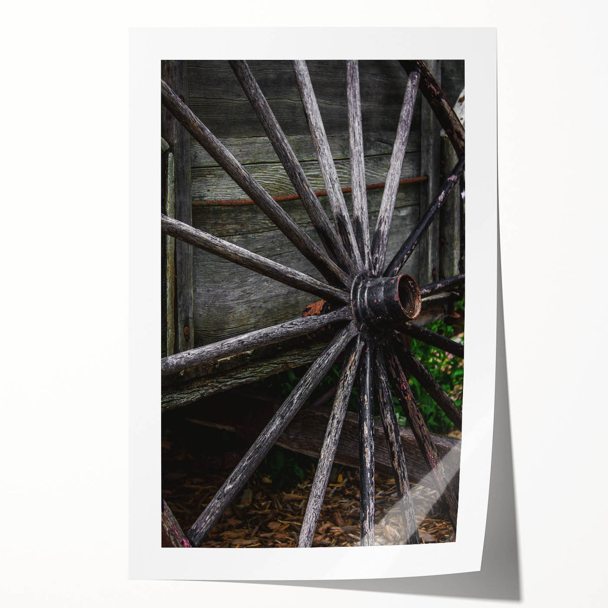Rustic Farmhouse Art - Vintage Wooden Wagon Wheel Wall Art Decor