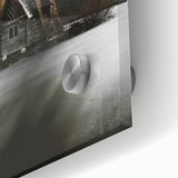 Rustic Cabin Wall Art - Isolated A-Frame House on Lake for Decor