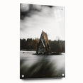 Rustic Cabin Wall Art - Isolated A-Frame House on Lake for Decor
